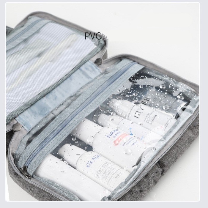 Geanta cosmetice voiaj, , material textil, impermeabil, Gri, 12.5 x 9 x 22 cm [5]