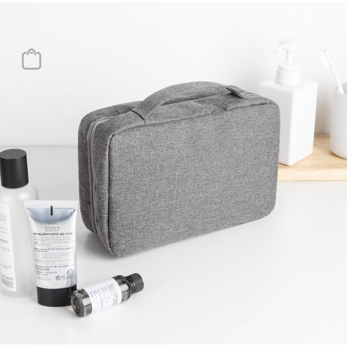 Geanta cosmetice voiaj, , material textil, impermeabil, Gri, 12.5 x 9 x 22 cm [7]