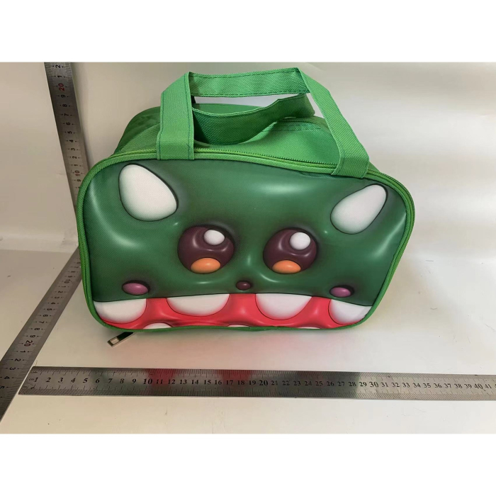 Geantă Frigorifică, , cu Desene Animat 3D, Portabilă pentru Copii, de Prânz, din Pânză Oxford, 27.5x18x20 cm, Model Crocodil, Verde [2]