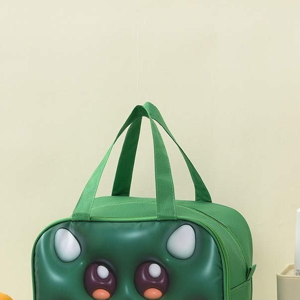 Geantă Frigorifică, , cu Desene Animat 3D, Portabilă pentru Copii, de Prânz, din Pânză Oxford, 27.5x18x20 cm, Model Crocodil, Verde [8]