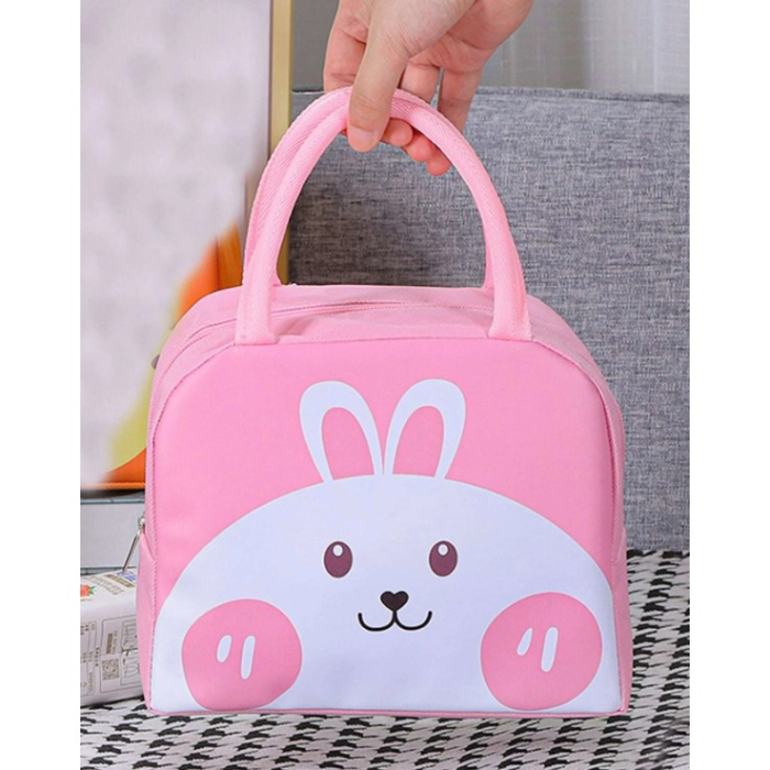 Geantă Frigorifică, , cu Desene Animat, Portabilă pentru Copii, de Prânz, din Pânză Oxford, 22x14x19 cm, Model Iepuras, Roz [8]