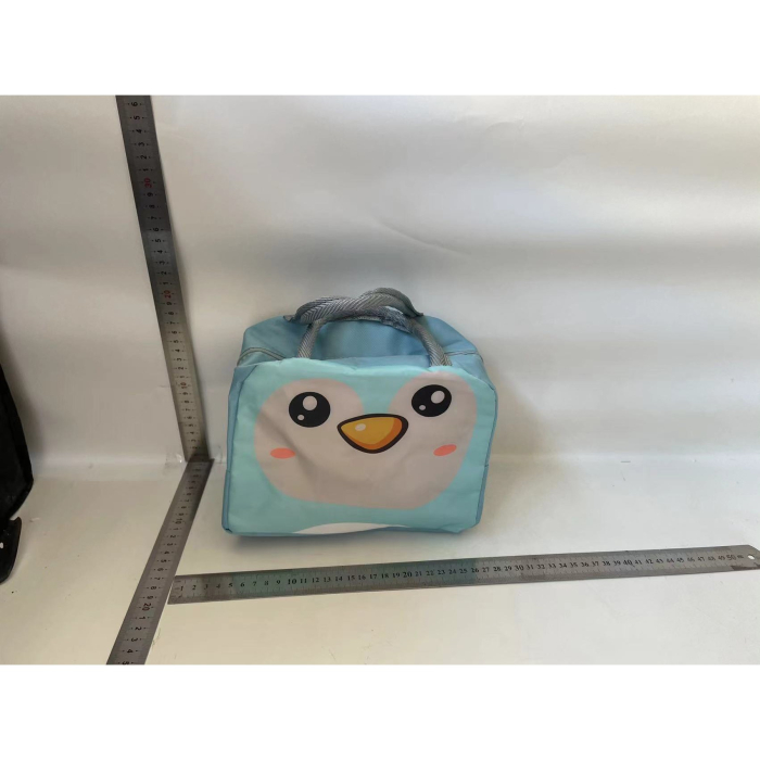 Geantă Frigorifică, , cu Desene Animat, Portabilă pentru Copii, de Prânz, din Pânză Oxford, 22x14x19 cm, Model Pinguin, Albastru [2]