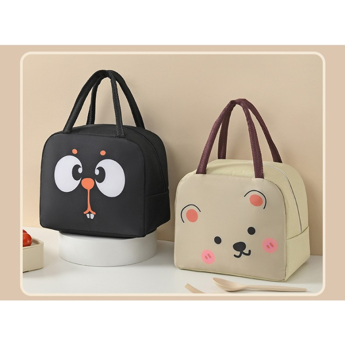 Geantă Frigorifică, , cu Desene Animat, Portabilă pentru Copii, de Prânz, din Pânză Oxford, 22x14x19 cm, Model Veverita, Negru [3]