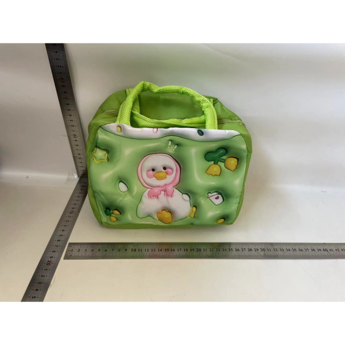 Geantă Frigorifică, , cu Desene Animate 3D, Portabilă pentru Copii, de Prânz, din Pânză Oxford, 23x13x19 cm, Model Ratusca, Verde [2]
