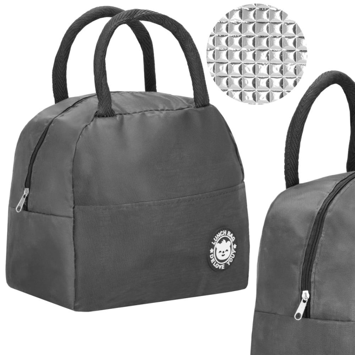 Geanta frigorifica cu izolatie termica pentru mancare, 21x10x23cm, gri [2]