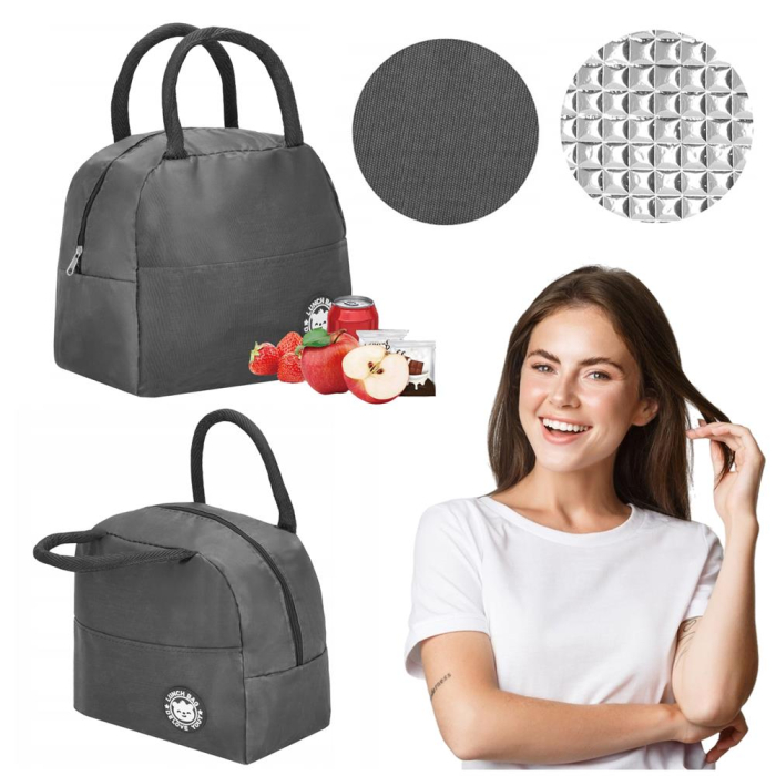 Geanta frigorifica cu izolatie termica pentru mancare, 21x10x23cm, gri [20]