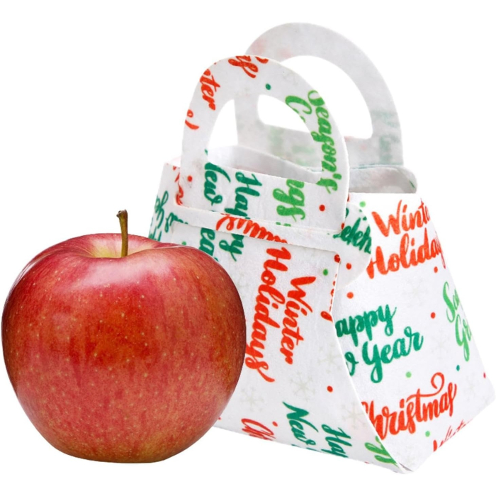 Geanta pentru Copii, , Pliabila, pentru Cadouri de Craciun, din Panza Netesuta, Mesaje de Craciun, 13 x 12 x 6 cm, Alb [5]