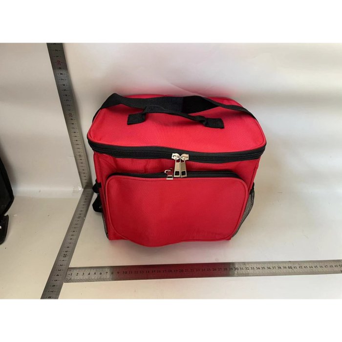 Geanta pentru Pranz, , Multifunctionala, Compartimentata, 2 Tipuri de Manere, Impermeabila, 26x24x17 cm, Rosu [2]