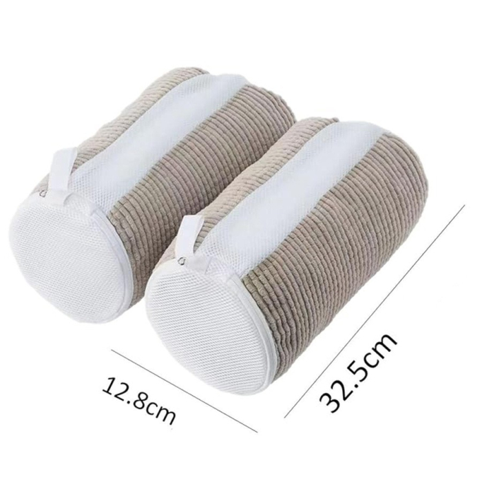 Geanta pentru Spalare Incaltaminte, , pentru Masina de Spalat, cu Fibre Pufoase in Interior, cu Fermoar, Curatare 360 de Grade, 39x19 cm, Gri deschis [2]