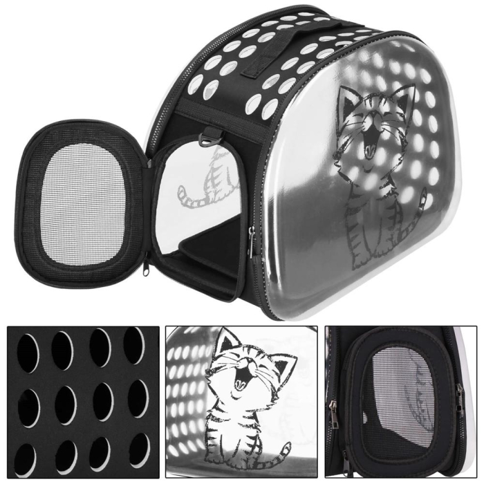 Geanta pentru transport animale de companie pisica sau catel, M, 42x26x32 cm, transparent [15]