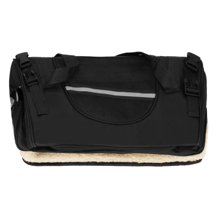 Geanta pentru transport animale mici-medii, pentru caine si pisica, cu saltea, 27x44x25 cm, negru [14]