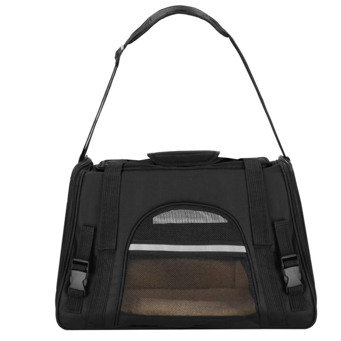 Geanta pentru transport animale mici-medii, pentru caine si pisica, cu saltea, 27x44x25 cm, negru [7]