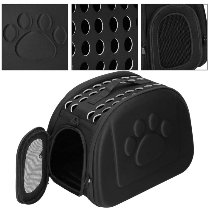 Geanta pentru transport animale mici-medii, pentru caine si pisica, pliabila, curea de umar, 25x45x37 cm, negru [16]