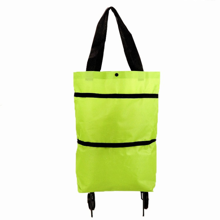 Geanta Pliabila, , 2 in 1, Carucior cu Roti, pentru Cumparaturi, 19 l, Verde, Plastic, 39 x 46 x 12 cm [5]