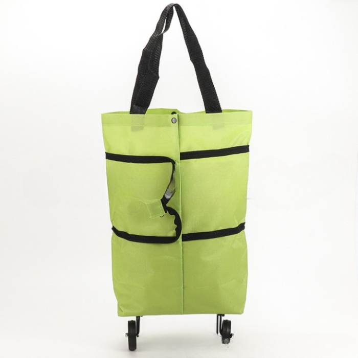 Geanta Pliabila, , 2 in 1, Carucior cu Roti, pentru Cumparaturi, 19 l, Verde, Plastic, 39 x 46 x 12 cm [8]