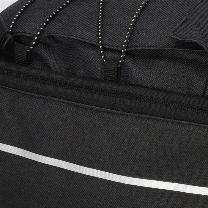 Geanta portbagaj bicicleta, 1 compartiment si 2 buzunare laterale, 38x14x16cm, negru cu elemente reflectorizante gri [8]
