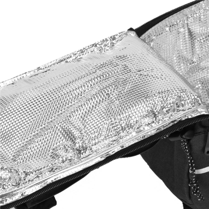 Geanta portbagaj bicicleta, 1 compartiment si 2 buzunare laterale, 38x14x16cm, negru cu elemente reflectorizante gri [9]