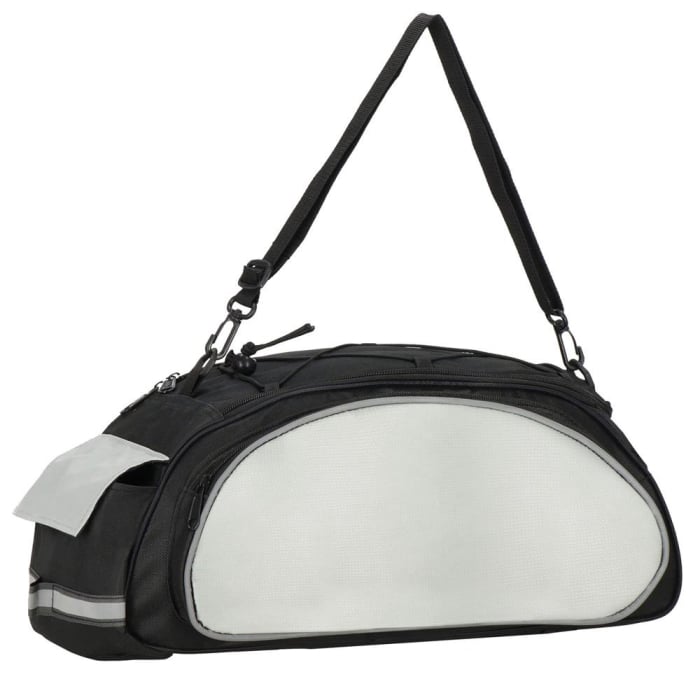 Geanta portbagaj bicicleta, 1 compartiment si 3 buzunare laterale, 40x20x17cm, negru cu elemente reflectorizante gri [1]