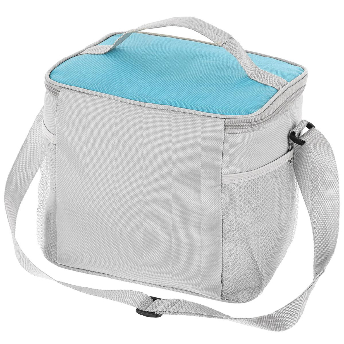 Geanta termica 10L cu buzunare, izolatie aluminiu, 24x19x22 cm, albastru si gri [4]