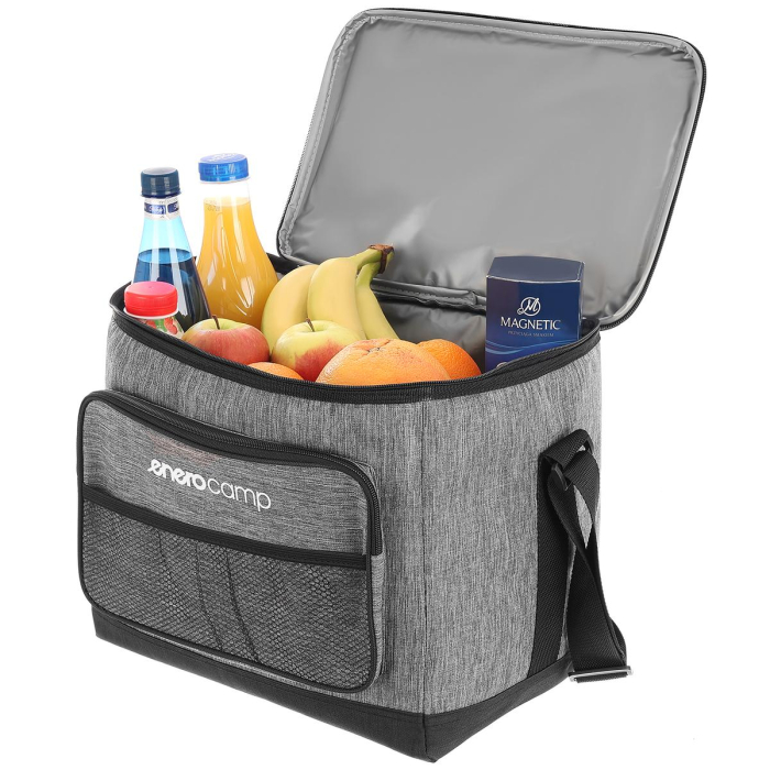 Geanta termica 25L cu buzunare frontale, strat interior PEVA si curea reglabila, 34x24x30 cm, gri [5]