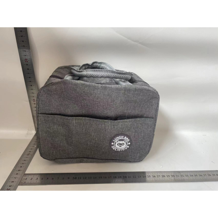 Geanta Termica pentru Pranz, , Multifunctionala, Compartimentata, Impermeabila, cu Manere, Buzunar Exterior, 22x14x19 cm, Gri [2]