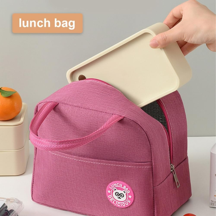 Geanta Termica pentru Pranz, , Multifunctionala, Compartimentata, Impermeabila, cu Manere, Buzunar Exterior, 22x14x19 cm, Roz [3]