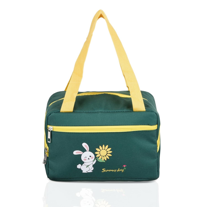 Geanta Termo-Izolanta, , Compartimente Telefon si Tacamuri, Multifunctionala, Impermeabila, 30x21x20 cm, Design Iepuras, Verde [2]