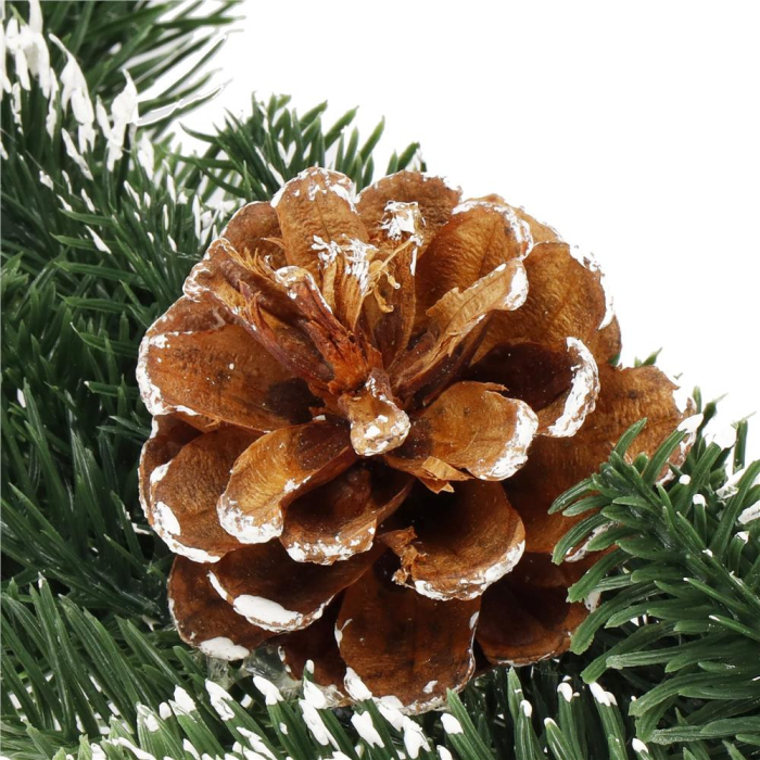 Ghirlanda artificiala decorativa de Craciun, aspect inzapezit, 150 cm, ace 3D, verde [12]