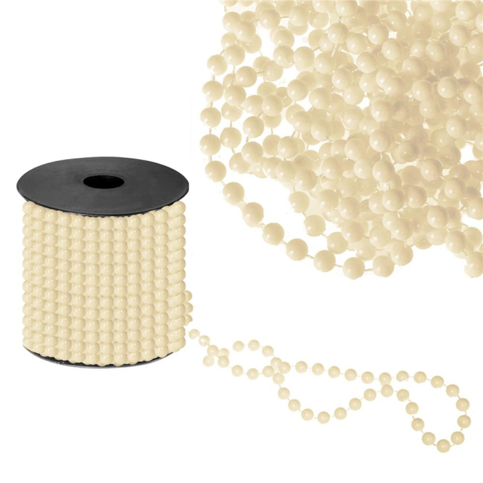 Ghirlanda de margele pentru bradul de Craciun, 10 metri, crem [5]