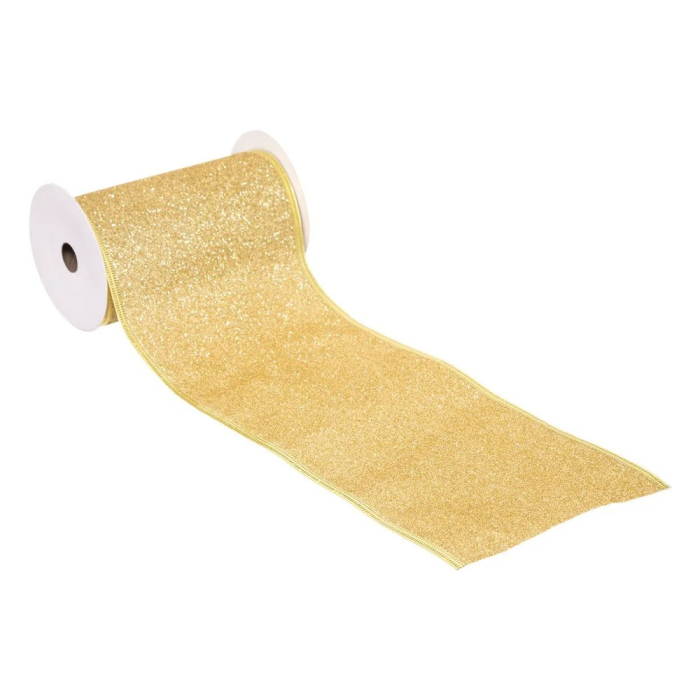 Ghirlanda decorativa panglica 12x500 cm, din PVC, aurie [1]