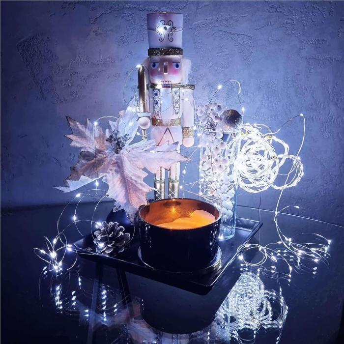 Ghirlanda luminoasa cu incarcare solara, 200 LED-uri, 22 metri, 8 functii, alb rece [5]