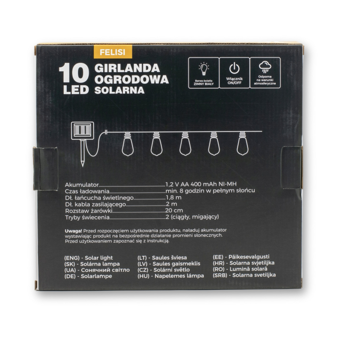 Ghirlanda luminoasa, LED, model Felisi, 10 becuri, 380cm, incarcare solara, lumina alb multicolor [7]