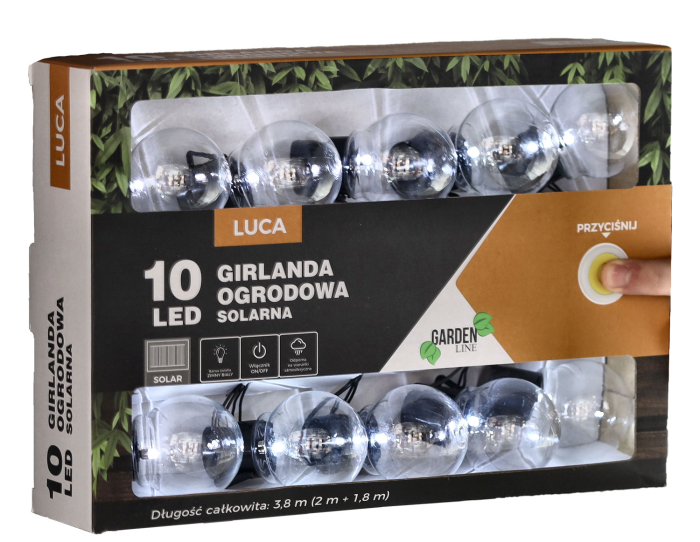Ghirlanda luminoasa, LED, model Luca, 10 becuri, 380cm, incarcare solara, lumina alb rece [4]