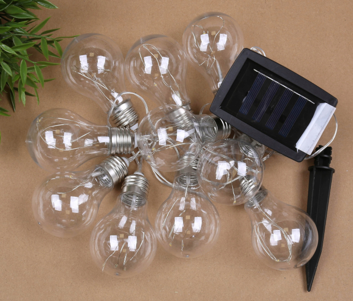 Ghirlanda luminoasa, LED, model Moza, 10 becuri, 380cm, incarcare solara, lumina alb cald [7]