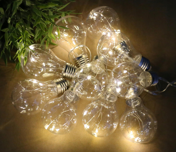 Ghirlanda luminoasa, LED, model Moza, 10 becuri, 380cm, incarcare solara, lumina alb cald [6]