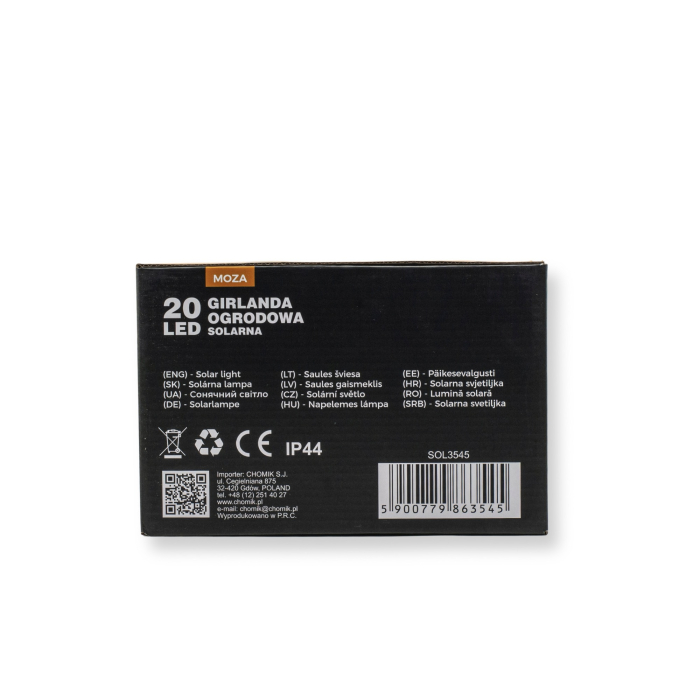 Ghirlanda luminoasa, LED, model Moza, 20 becuri, 580cm, incarcare solara, lumina alb cald [4]
