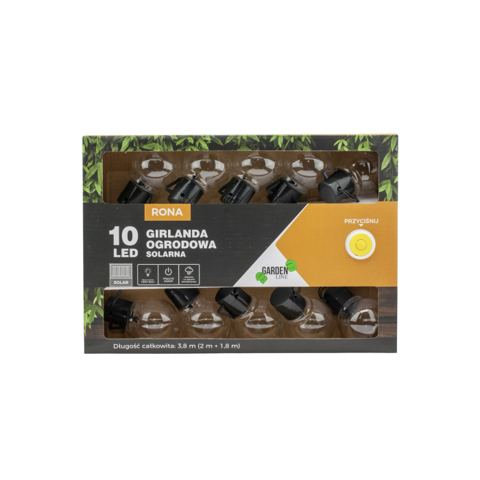 Ghirlanda luminoasa, LED, model Rona, 10 becuri, 380cm, incarcare solara, lumina alb cald [12]