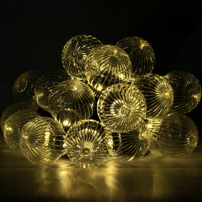 Ghirlanda luminoasa, LED, model Stripes, 20 becuri, 580cm, incarcare solara, lumina alb cald [12]