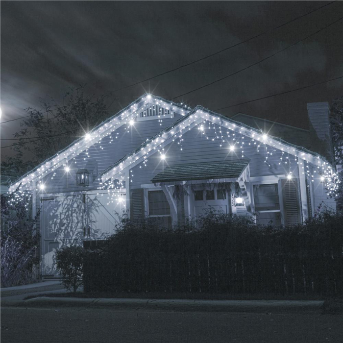 Ghirlanda luminoasa tip perdea 300 LED-uri, 12m, pentru interior/exterior, cu flash, iluminare alba [19]