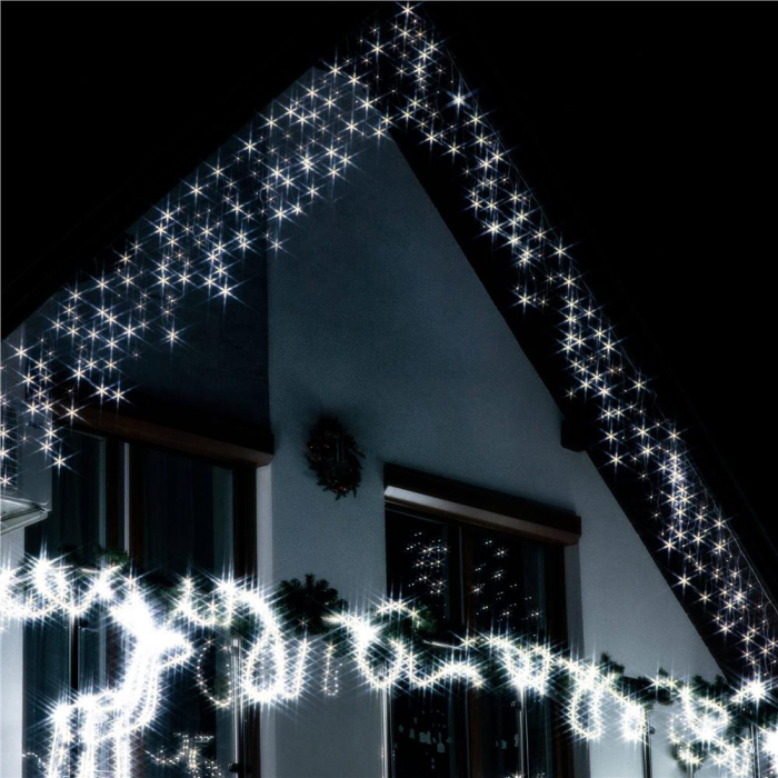 Ghirlanda luminoasa tip perdea 300 LED-uri, 12m, pentru interior/exterior, cu flash, iluminare alba [1]