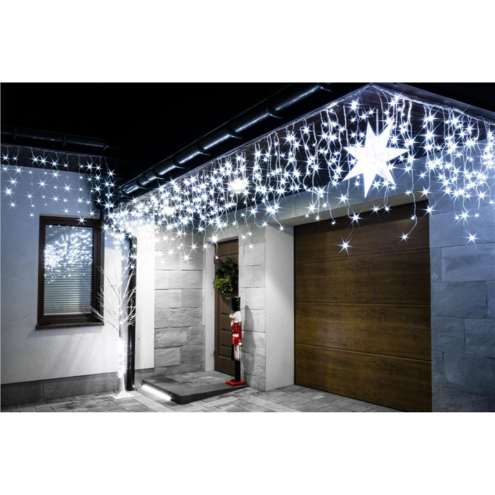 Ghirlanda luminoasa tip perdea 300 LED-uri, 12m, pentru interior/exterior, cu flash, iluminare alba [22]