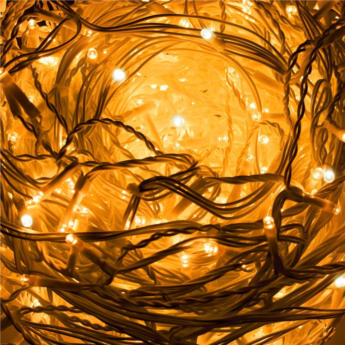 Ghirlanda luminoasa tip perdea 300 LED-uri, 12m, pentru interior/exterior, cu flash, iluminare galbena [3]