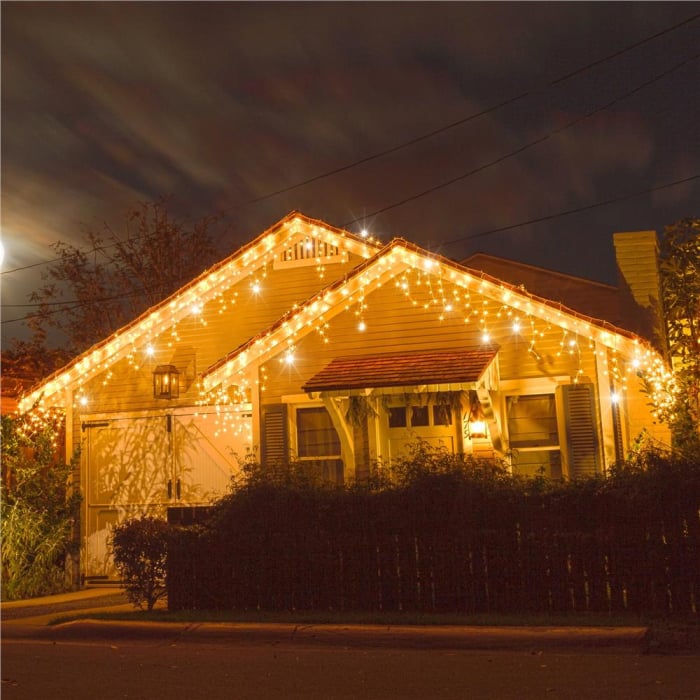 Ghirlanda luminoasa tip perdea 300 LED-uri, 12m, pentru interior/exterior, cu flash, iluminare galbena [1]