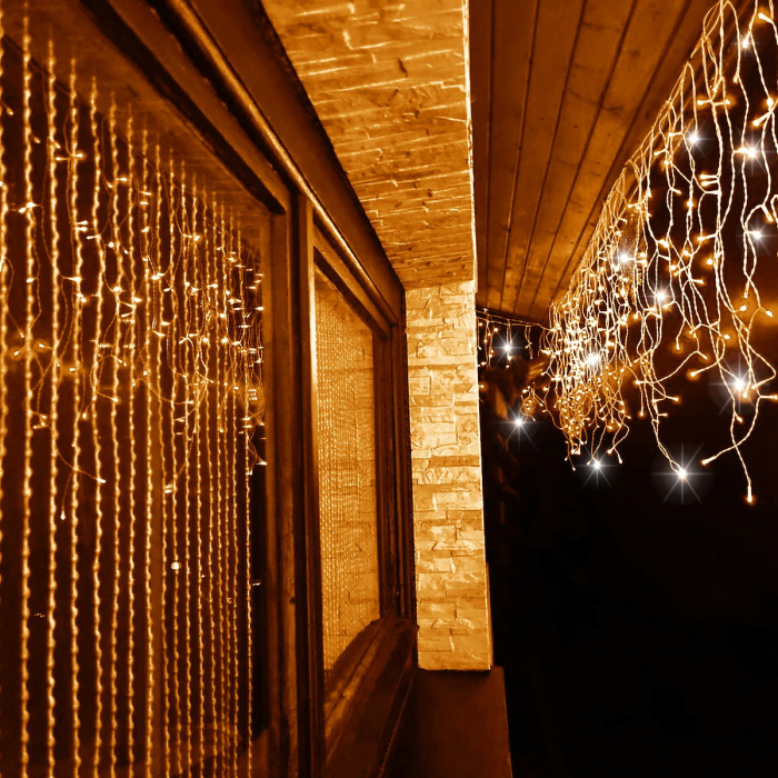 Ghirlanda luminoasa tip perdea cu flash 500 LED-uri, 20m, pentru interior/exterior, iluminare galbena [4]