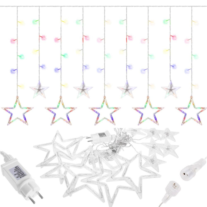 Ghirlanda luminoasa tip perdea cu stelute 138 LED-uri, 2m, pentru interior/exterior, iluminare multicolor [2]