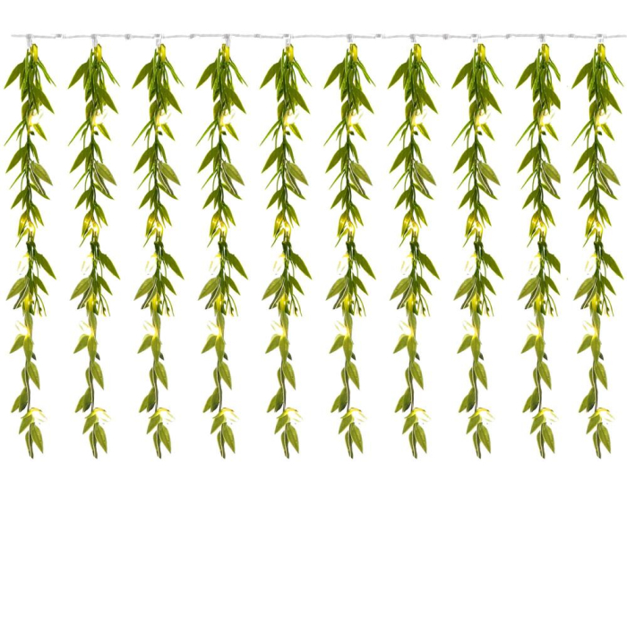 Ghirlanda luminoasa tip perdea de frunze artificiale, 285x105cm, 200 LED-uri, alb cald [13]