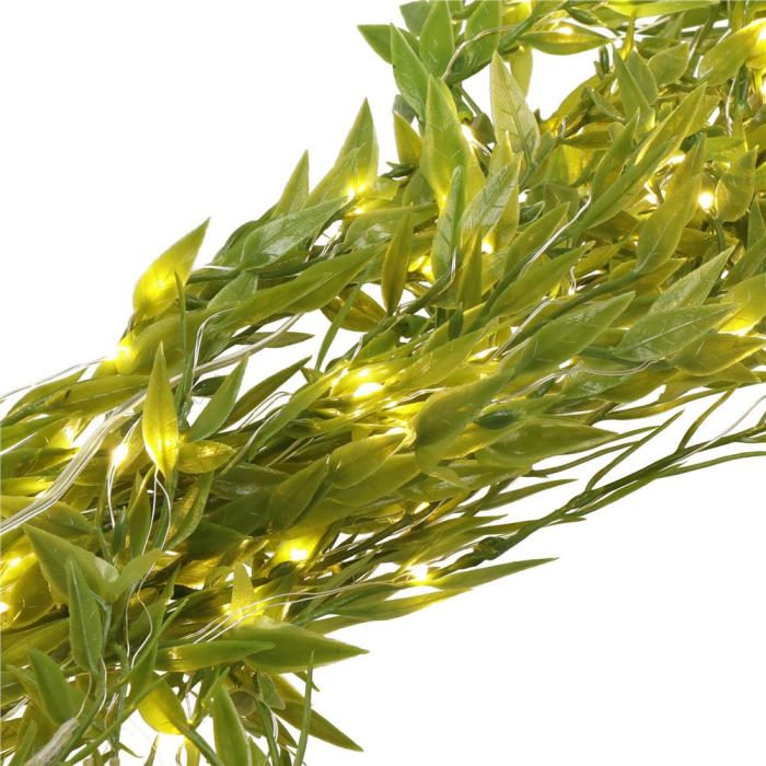 Ghirlanda luminoasa tip perdea de frunze artificiale, 285x105cm, 200 LED-uri, alb cald [8]