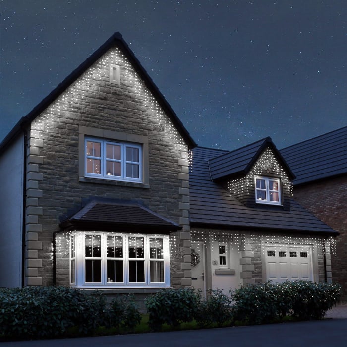 Ghirlanda luminoasa tip perdea Premium 300 LED-uri, 14,5m, 18Wati, interior/exterior, cu flash, alb rece [2]