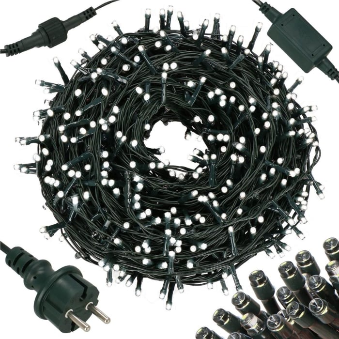 Ghirlanda luminoasa tip perdea Premium 300 LED-uri, 14,5m, 18Wati, interior/exterior, cu flash, alb rece [12]