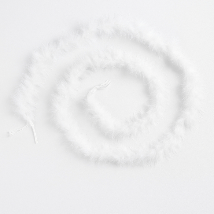 Ghirlanda pentru decor sau bradul de Craciun, model pene si bumbac, 200cm, alb [2]